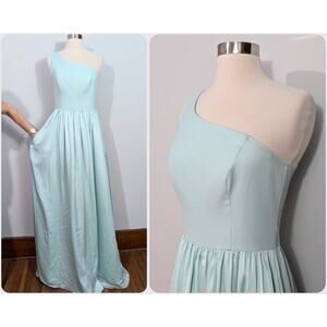 White by Vera Wang Aqua One-Shoulder Maxi Dress